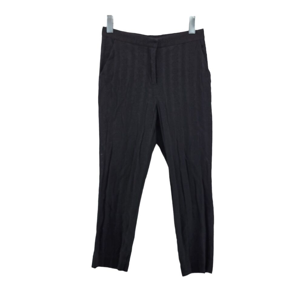 A.L.C. Pants Size‎ 6 Black Lace Straight Leg Cropped High Rise Cotton Semi-Sheer